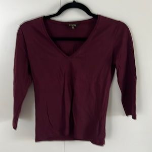 Massimo Dutti. Burgundy 3/4 length top. XS